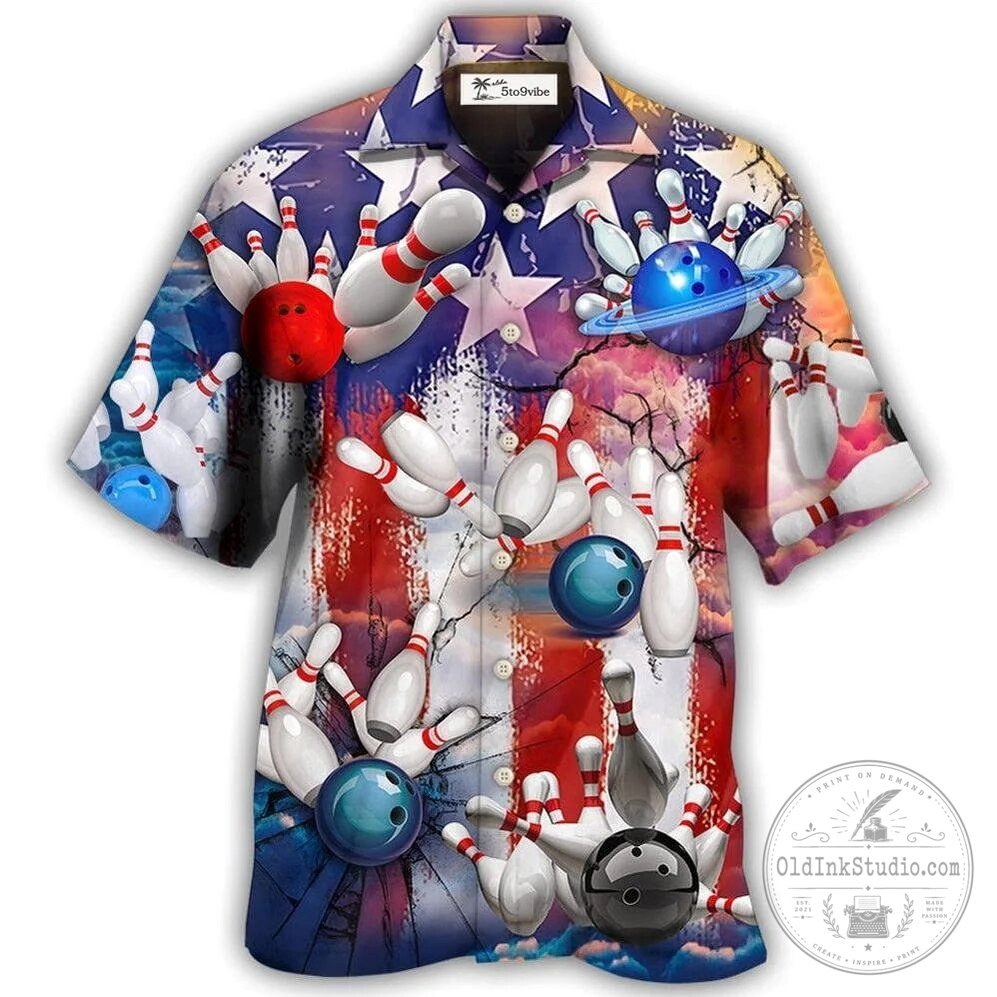 Bowling Independence Day American Flag Hawaiian Shirt