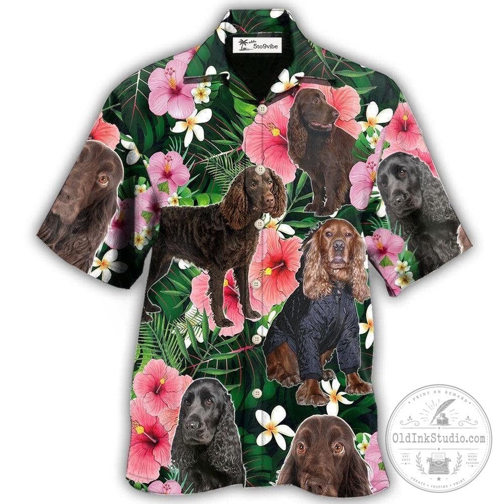 Boykin Spaniel Dog Tropical Hibiscus Flower Hawaiian Shirt