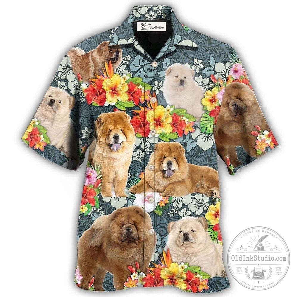 Chow Chow Dog Breed Tropical Floral Hawaiian Shirt