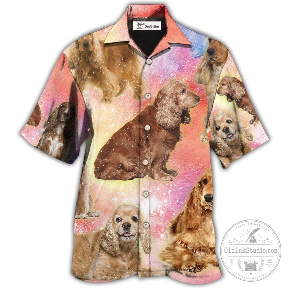 Cocker Spaniel Dog Colorful Galaxy Print Hawaiian Shirt