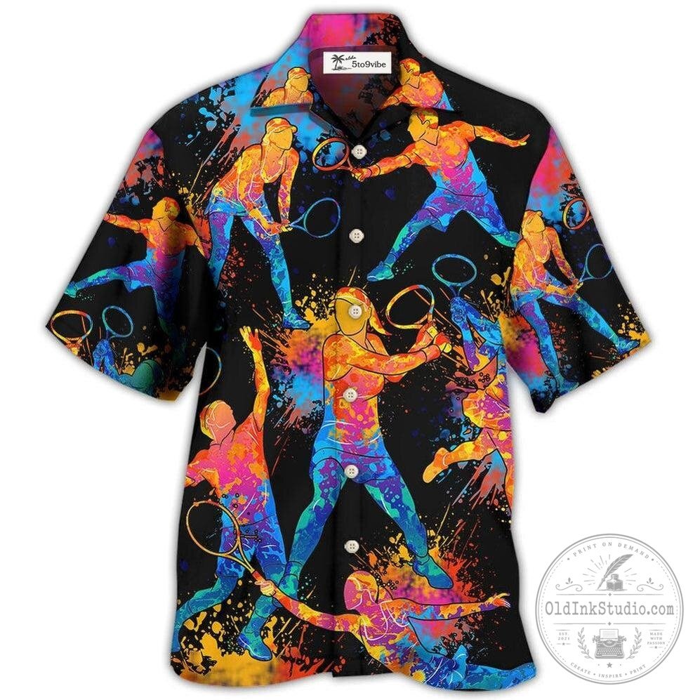 Colorful Racquetball Player Art Hawaiian Shirt