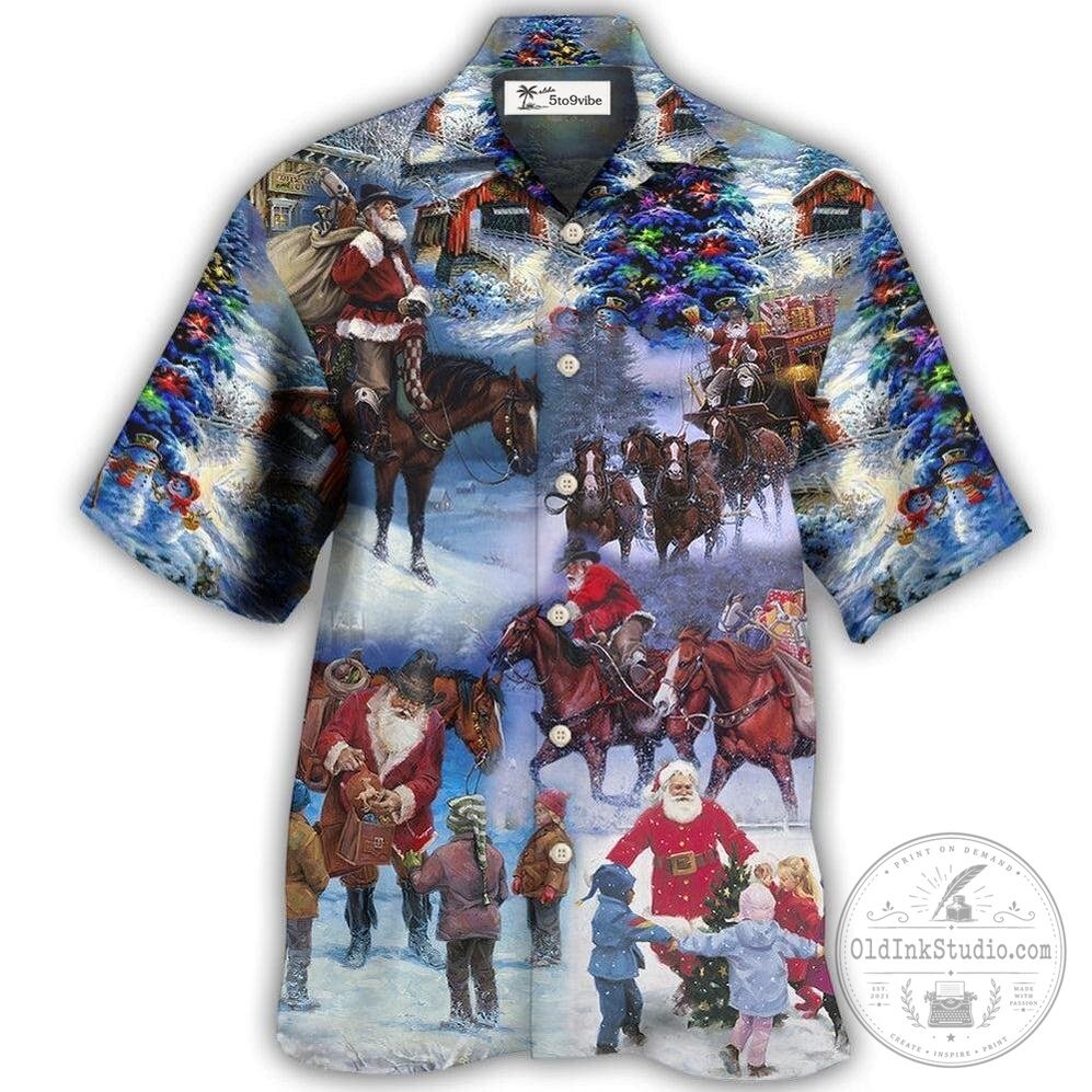 Cowboy Santa Merry Christmas Love Children Hawaiian Shirt
