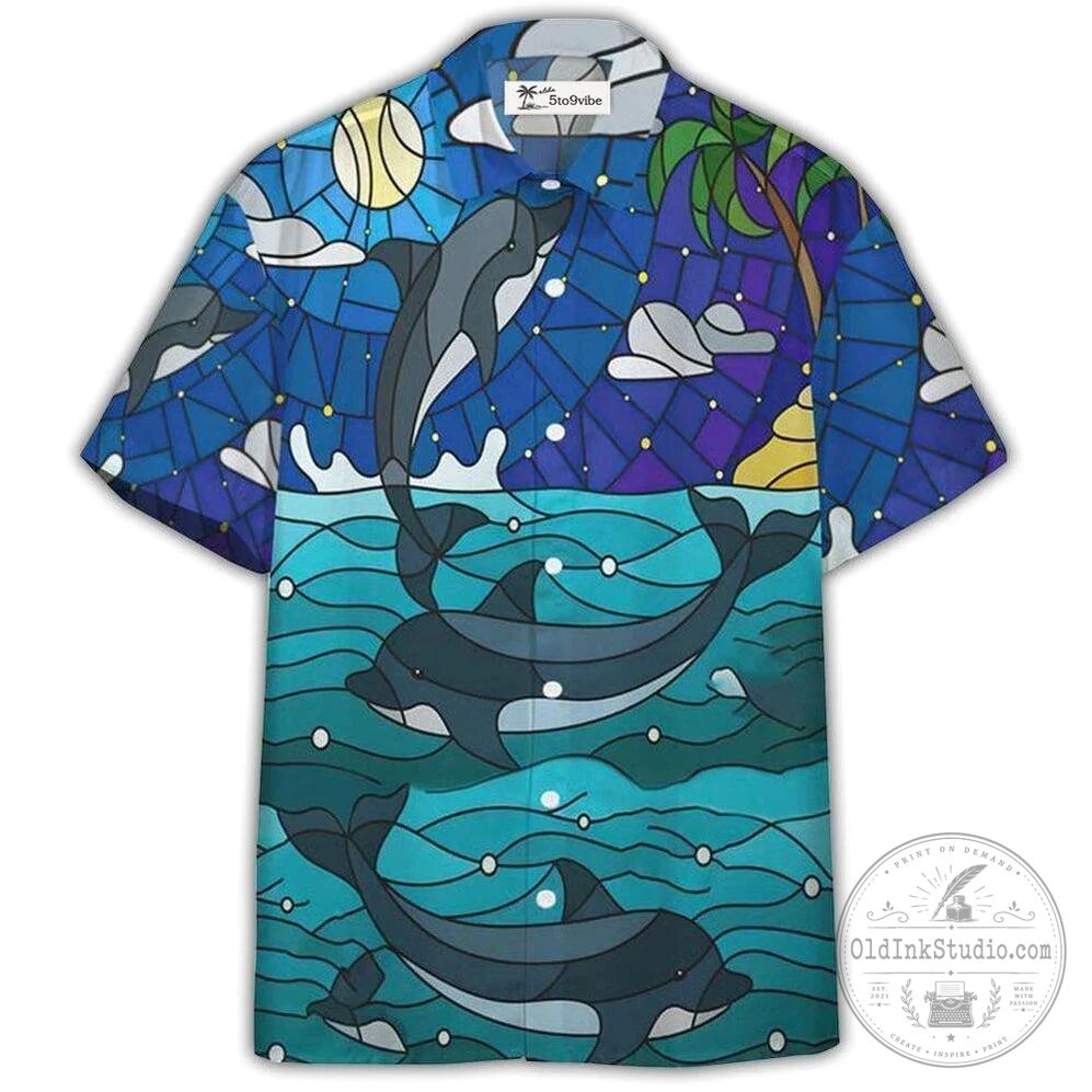 Dolphin Ocean Biology Into The Sea Hawaiian Shirt