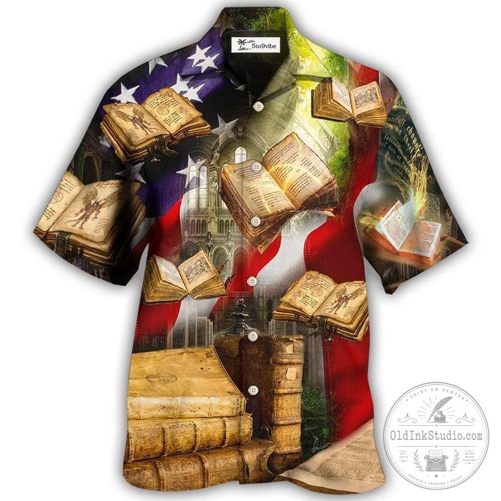 Independence Day Magic Book American Flag Hawaiian Shirt